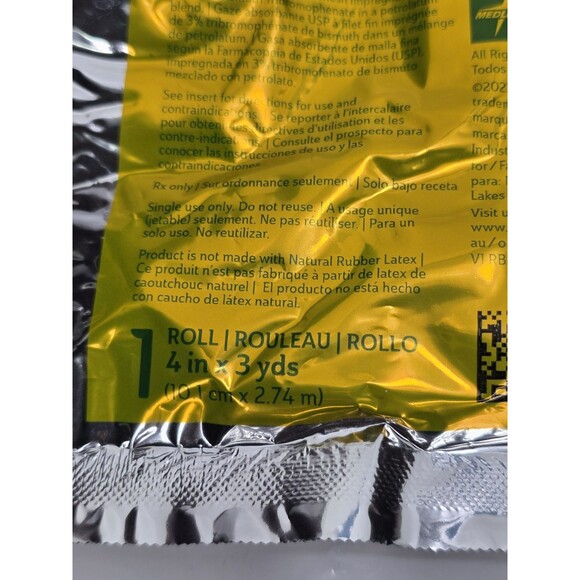 4 in X 3 yds CURAD Non-Adhering Dressing Xeroform Sterile CUR253200, Exp 2027 - Picture 2 of 4